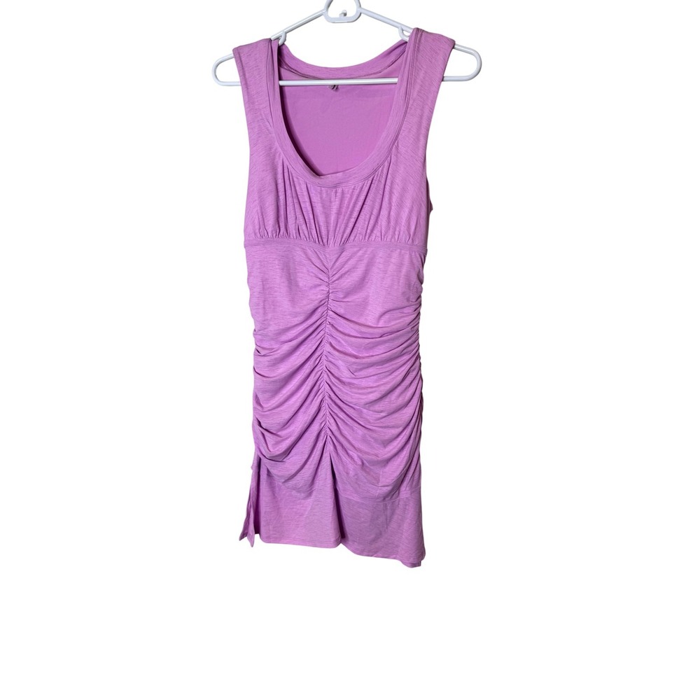 Free People Dress Womens Small Pink Ruched Scoop Neck Tank Mini Casual Summer‎
